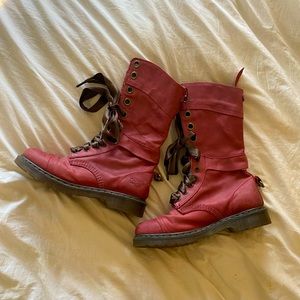 Lace up maroon leather Dr. Marten boots